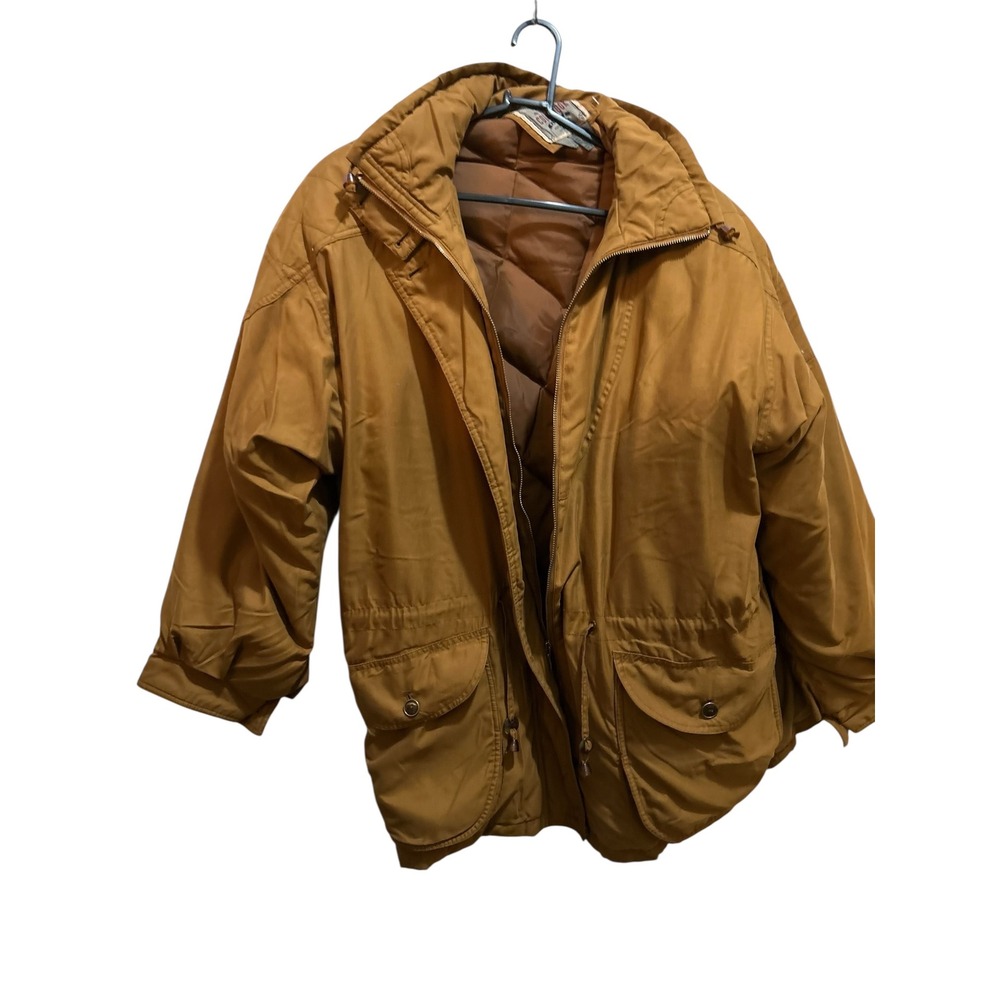 Colebrook Vintage Down Puffer Parka Jacket‎ Mustard Tan Brown Womens Large